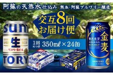 FK7-0173 【サントリー生ビール・金麦交互8回定期便】各350ml ×24本 ギフト 贈り物 酒 アルコール