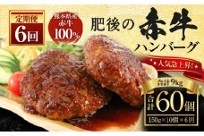 【定期便】肥後の赤牛 ハンバーグ 150g×10個×6ヶ月 合計60個