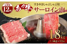 【12ヶ月定期便】あか牛 すきやき・しゃぶしゃぶ用サーロイン肉 1.5㎏