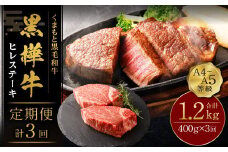 【3回定期便】くまもと黒毛和牛 杉本本店 黒樺牛 A4~A5等級 ヒレステーキ定期便 400g×3回