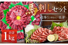 熊本 馬刺し 霜降り 中トロ 約500g ＋ 赤身 約500g 合計約1kg セット 馬肉 馬刺 お肉 霜降り 冷凍