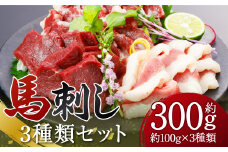 3種の馬刺し 合計約300g 【赤身・フタエゴ・サガリ】 各約100g 馬刺し 馬刺 ばさし 馬 馬肉 赤身 フタエゴ サガリ 3種盛り 食べ比べ