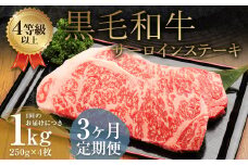 【3ヶ月定期便】くまもと黒毛和牛サーロインステーキ 1.0kg（250g×4枚）牛肉 牛 肉