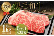 【6ヶ月定期便】くまもと黒毛和牛サーロインステーキ 1.0kg（250g×4枚）牛肉 牛 肉