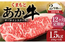 【12ヶ月定期便】 くまもと あか牛 サーロイン 1.5kg（250g×6枚） 牛肉 牛 肉