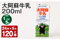 【1ヶ月毎5回定期便】大阿蘇牛乳 200ｍl 計120本（24本×5回） 牛乳 乳飲料 生乳100%