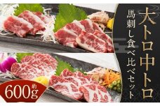 【桜屋】 大トロ 中トロ 馬刺し 各約300g 食べ比べ 計約600g （専用醤油付き150ml×1本） ブロック 馬刺 肉 馬肉 赤身 刺身 トロ 冷凍