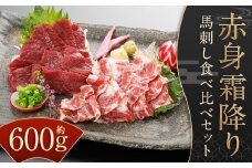 【桜屋】 赤身 霜降り 馬刺し 食べ比べ 各約300g ／ 計約600g （専用醤油付き 150ml×1本） ブロック 馬刺 肉 馬肉 刺身 セット 桜屋 冷凍