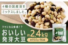おいしい発芽大豆 約2.4kg （約150g×16袋） 発芽大豆 大豆 豆 国産豆 野菜 4種類ミックス レトルト 冷蔵