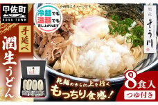 潤生うどん８食入り - 麺 800g 饂飩 国産小麦 麺類 乾麺 早茹で つゆ付 つるつる もちもち 潤い 再熟成 こだわり 製法 ざるうどん 冬 温うどん 一年中 楽しめる 人気 おすすめ 熊本県 甲佐町