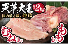【数量限定】熊本県産 天草大王 地鶏 計2kg ( もも ・ むね ) 各1kg 鶏肉 小分け 国産【あそ大王ファーム株式会社】[YCF002]