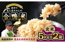 【先行予約】【11月より順次発送】【令和7年産】合鴨米 玄米 計10kg ( 5kg × 2袋 ) 米作り名人完ちゃんの合鴨米 栽培期間中農薬化学肥料不使用 熊本産[YCT002] 