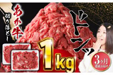 【全3回定期便】熊本県産 あか牛 切り落とし 合計3kg (500g×2P) 熊本 赤牛 褐牛 あかうし 褐毛和種 肥後 冷凍 国産 牛肉【五右衛門フーズ】[YBZ021] 