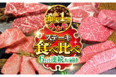 【全6回定期便】熊本県産 あか牛 ステーキ 食べ比べ 計2.61kg ステーキ 定期便 牛肉 サーロインステーキ ヒレステーキ ランプステーキ リブロースステーキ サーロイン ヒレ ランプ ミスジ 三角バラ リブロース 赤身 焼肉 国産 牛肉 熊本県産 ステーキ 定期便【有限会社 三協畜産】[YCG032]