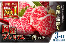 【全3回定期便】熊本県産 三角バラ 馬刺し 100g 専用醤油付き 熊本 国産 冷凍 馬肉 馬刺 ヘルシー 真空 パック 奇跡 霜降り【株式会社 利他フーズ】[YBX020] 