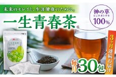 【全3回定期便】一生青春茶 30包 サプリ サプリメント 神の草 日本山人参 ヒュウガトウキ ティーバッグ【ひなたふぁーむ】[YBG005] 
