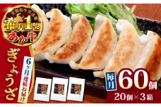【全6回定期便】熊本県産 あか牛 ぎょうざ 計60個 ( 20個 × 3箱 ) 熊本和牛【有限会社 三協畜産】[YCG077]