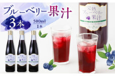 ブルーベリー果汁 500ml 3本 ジュース 濃縮 【社会福祉法人 御陽会 サポートハウス 明星学園】[YBM012] 