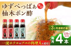 【全3回定期便】ゆずぺっぱぁ 辛口 120ml 柚木ポン酢 120ml 各2本 柚子 ゆず 調味料 熊本 山都町【本田農園】[YDL015] 