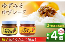 【全3回定期便】ゆずレード ゆずみそ 各2個 ゆず 柚子 味噌 みそ ジャム 熊本 山都町【本田農園】[YDL018] 