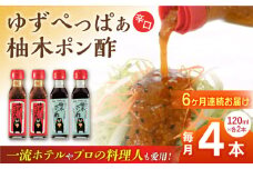 【全6回定期便】ゆずぺっぱぁ 辛口 120ml 柚木ポン酢 120ml 各2本 柚子 ゆず 調味料 熊本 山都町【本田農園】[YDL026] 