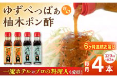 【全6回定期便】ゆずぺっぱぁ 甘口 120ml 柚木ポン酢 120ml 各2本 柚子 ゆず 調味料 熊本 山都町【本田農園】[YDL027] 