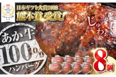 【年間25万個販売！】熊本県産 あか牛 100％ ハンバーグ 120g × 8個 熊本 赤牛 ギフト ハンバーグ 贈答 プレゼント 冷凍 はんばーぐ 国産 牛肉【有限会社 三協畜産】[YCG099]