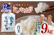 【全12回定期便】山間地 湧水米 ヒノヒカリ 白米 9kg コメ 米 こめ 精米 ひのひかり 定期便 米定期便 【「のん気・元気」百姓家】[YAL015] 