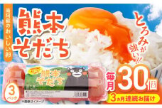 【全3回定期便】熊本そだち 30個入り ( 10個入り × 3パック ) 熊本県産 山都町 たまご 卵 玉子 タマゴ 鶏卵 オムレツ 卵かけご飯 朝食 料理 人気 卵焼き【蘇陽農場】[YBE030]