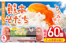 【全3回定期便】熊本そだち 60個入り ( 10個入り × 6パック ) 熊本県産 山都町 たまご 卵 玉子 タマゴ 鶏卵 オムレツ 卵かけご飯 朝食 料理 人気 卵焼き【蘇陽農場】[YBE034]