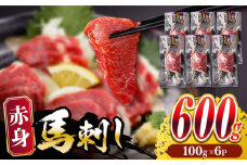 赤身 馬刺し 600g (100g×6パック) 熊本 冷凍 馬肉 馬刺し ヘルシー 【五右衛門フーズ】 [YBZ027]