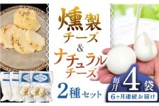 【全6回定期便】贅沢自家製チーズ2種セット（燻製ナチュラルチーズ2袋 サンモッツァ2袋） 山都町 熊本 くんせい つまみ スモーク 生乳 モッツァレラ セット 定期 【山の未来舎】 [YBV036]