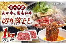 熊本県産 くまもと黒毛和牛 あか牛 ミックス 切り落とし 1kg ( 500g × 2パック )【熊本県畜産農業協同組合】 [YAD014]