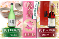 【先行予約】【全2回定期便】純米大吟醸「通潤」 720ml×１本・ 純米吟醸「蝉」 720ml×１本 春定期便【通潤酒造株式会社】 [YAN077]