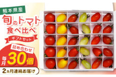 【全2回定期便】【期間限定】熊本県産 減農薬栽培 トマト ミディトマト 詰め合わせ 30個セット 食べ比べ ギフトセット 産地直送【矢仁田農園】 [YDE006]