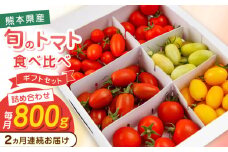 【全2回定期便】【期間限定】熊本県産 減農薬栽培 トマト ミディトマト 詰め合わせ 800g 食べ比べ ギフトセット 産地直送【矢仁田農園】 [YDE007]