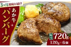 【全3回定期便】あか牛 100％ハンバーグ セット 120g×6個【有限会社 三協畜産】 [YCG179]