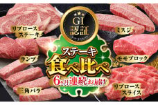 【全6回定期便】【GI認証】くまもとあか牛 食べ比べ A リブロース ランプ 三角バラ ミスジ ステーキ 赤身モモブロック リブローススライス【有限会社 三協畜産】 [YCG144]