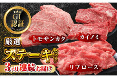 【全3回定期便】【GI認証】くまもとあか牛 食べ比べ E トモサンカク カイノミ リブロース【有限会社 三協畜産】 [YCG142]