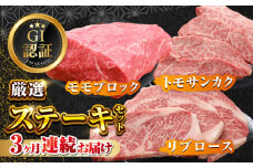 【全3回定期便】【GI認証】くまもとあか牛 食べ比べ F リブロース トモサンカク 赤身モモブロック【有限会社 三協畜産】 [YCG143]