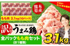 鶏肉 うまみ鶏 全パックもも肉セット(計1種類) 合計3.1kg 冷凍 小分け 《7-14日以内に出荷予定(土日祝除く)》 肉 若どり もも モモ 個包装 熊本県産 鶏肉 モモ肉 鶏モモ モモ肉 冷凍 冷凍鶏肉 冷凍モモ肉 国産 国産鶏肉 国産モモ肉 九州産 九州産鶏肉 