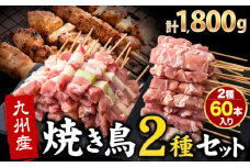 九州産焼き鳥2種セット串60本1800g（10本入×6パック） 焼鳥 《30日以内に出荷予定(土日祝除く)》熊本県 葦北郡 津奈木町 ナンキューフーズ株式会社 鶏肉 鶏モモ ネギマ