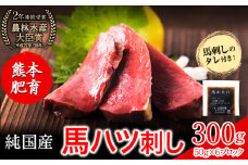 馬ハツ刺し ブロック 50g×6ブロック 300g 馬ハツ(心臓) 国産 熊本肥育 冷凍 生食用 たれ付き(10ml×3袋) 肉 馬刺し 馬肉 絶品 心臓 牛肉よりヘルシー 馬肉 小分け 熊本県 葦北郡 津奈木町《10月上旬-12月中旬頃出荷》
