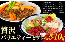 贅沢バラエティセット 540g 馬肉 冷凍 《60日以内に出荷予定(土日祝除く)》 新鮮 さばきたて 生食用 肉 熊本県葦北郡津奈木町 馬刺し 馬肉 惣菜 希少部位