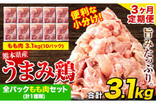 【3ヶ月定期便】鶏肉 うまみ鶏 全パックもも肉セット(計1種類) 計3.1kg 若鶏 冷凍 小分け《お申込み月の翌月より出荷開始》