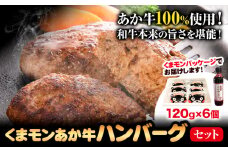 くまモン あか牛 ハンバーグ 120g×6個 あか牛のたれ付き 熊本県産 あか牛 あかうし 三協畜産 《30日以内に出荷予定(土日祝除く)》 熊本県 津奈木町 タレ付き ハンバーグ 熊本和牛 送料無料