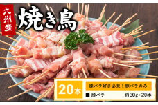 九州産焼き鳥 豚バラ串 20本 焼鳥 《30日以内に出荷予定(土日祝除く)》熊本県 葦北郡 津奈木町 ナンキューフーズ株式会社 豚バラ