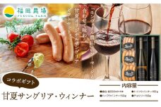 おつまみ ワイン ソーセージ 甘夏サングリア・ウィンナーセット 500ml×2本 ウィンナー 3種《30日以内に出荷予定(土日祝日除く)》熊本県 水俣市 津奈木町 福田農場 贈答 サングリア ワイン 赤ワイン 白ワイン 甘夏 柑橘 ソーセージ 飲み比べ 食べ比べ st-p