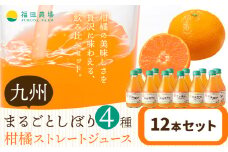 飲み比べ 九州まるごとしぼり 4種 ストレートジュース 12本セット 1本あたり180ml《30日以内に出荷予定(土日祝除く)》熊本県 水俣市 津奈木町 福田農場 ジュース 果汁100% 柑橘 温州みかん デコポン 甘夏みかん セット