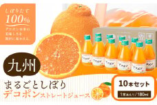 九州まるごとしぼり デコポン ストレートジュース 10本セット 1本あたり180ml《30日以内に出荷予定(土日祝除く)》熊本県 水俣市 津奈木町 福田農場 ジュース 柑橘 セット 果汁100%